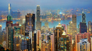 Hong Kong Skyline View from Victoria Peak at Night