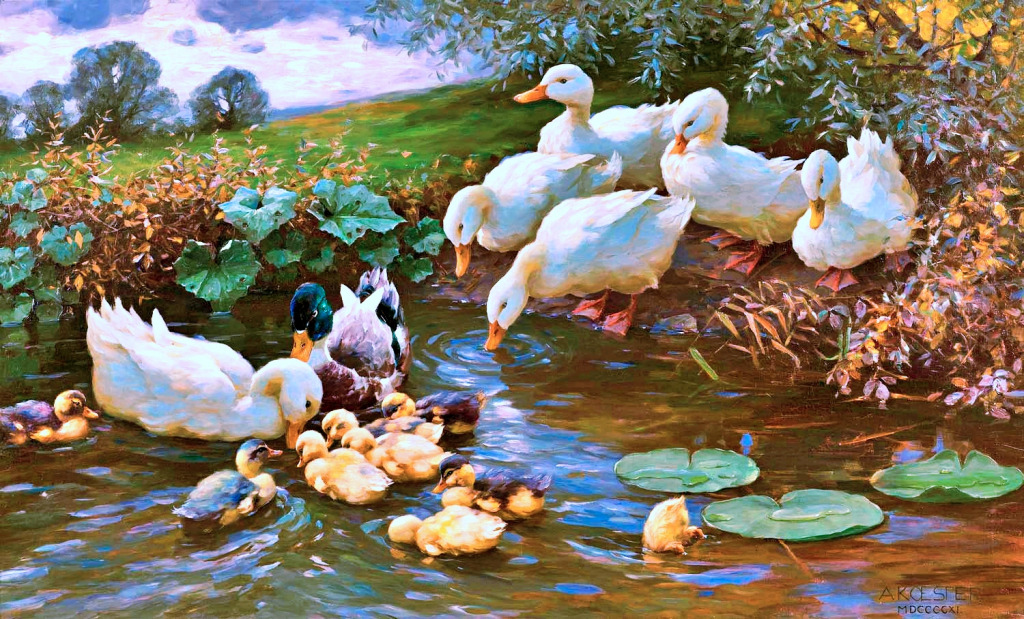 Famille de canards au bord de l’eau jigsaw puzzle in Animaux puzzles on TheJigsawPuzzles.com