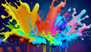 Macro of Colorful Paint Splashes