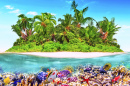 Tropical Atoll and Beautiful Fish