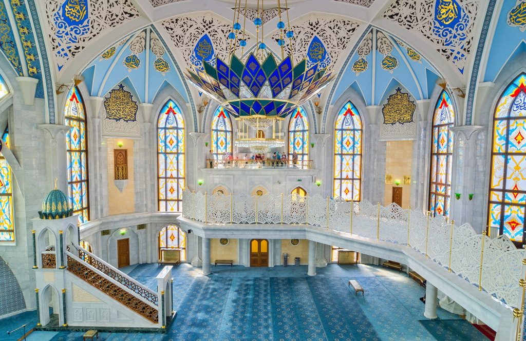 Interior of the Kul Sharif Mosque, Kazan Kremlin jigsaw puzzle in Castles puzzles on TheJigsawPuzzles.com