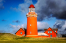 Bovbjerg Lighthouse against a Cloudy Sky, Denmark