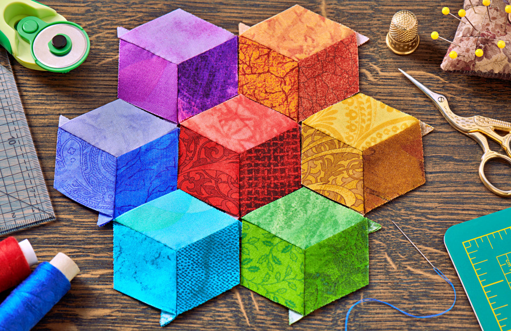 Бриллианты из ткани радужного цвета jigsaw puzzle in Рукоделие puzzles on TheJigsawPuzzles.com