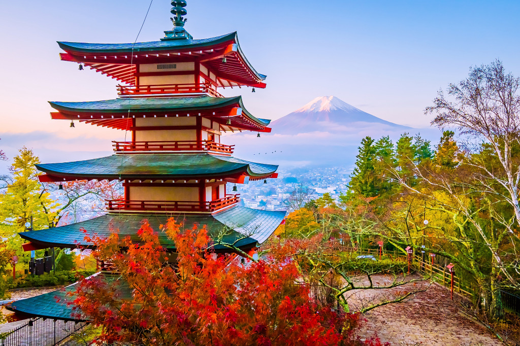 Chureito-Pagode, Präfektur Yamanashi, Japan jigsaw puzzle in Schlösser puzzles on TheJigsawPuzzles.com