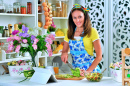 Beautiful Woman Preparing Food