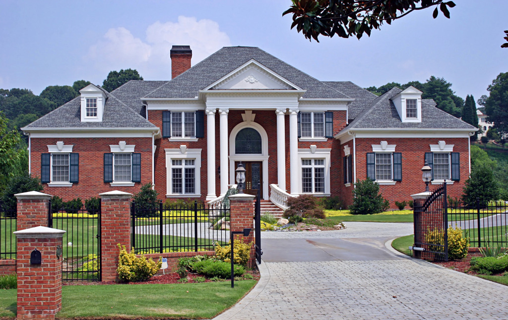 Large Brick House behind the Iron Gate jigsaw puzzle in Puzzle of the Day puzzles on TheJigsawPuzzles.com