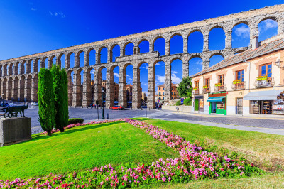 Ancient Roman Aqueduct in Segovia, Spain