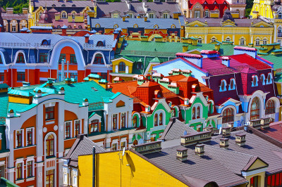 Colored Buildings in Kiev, Ukraine
