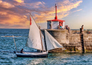 Lighthouse in the Port of Barfleur, Normandy, France
