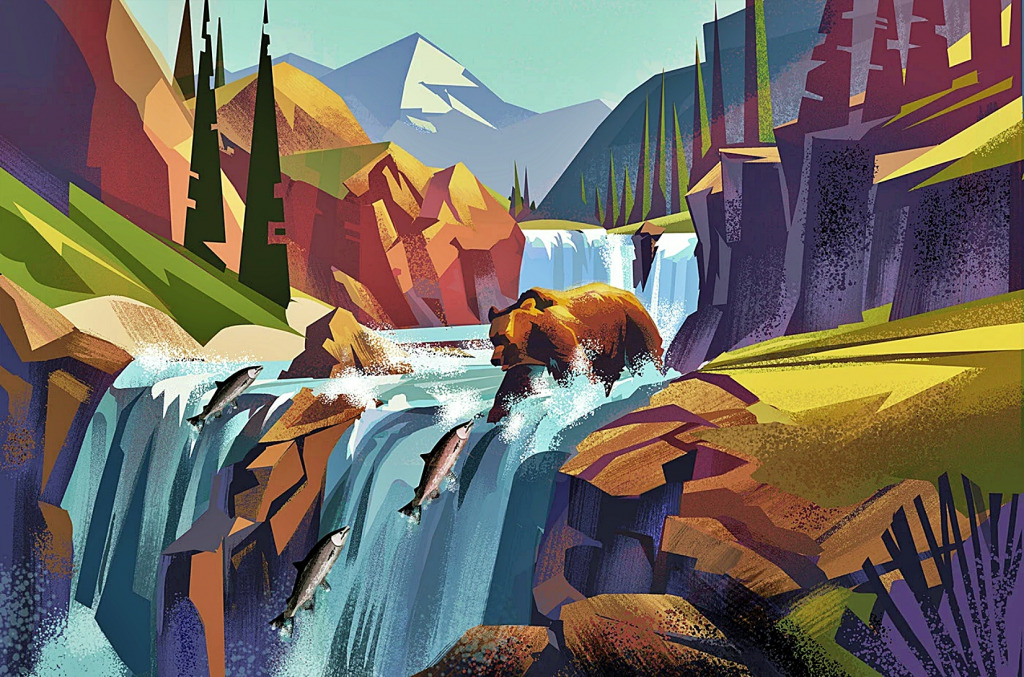 Catching Dinner by David Moore jigsaw puzzle in Waterfalls puzzles on TheJigsawPuzzles.com
