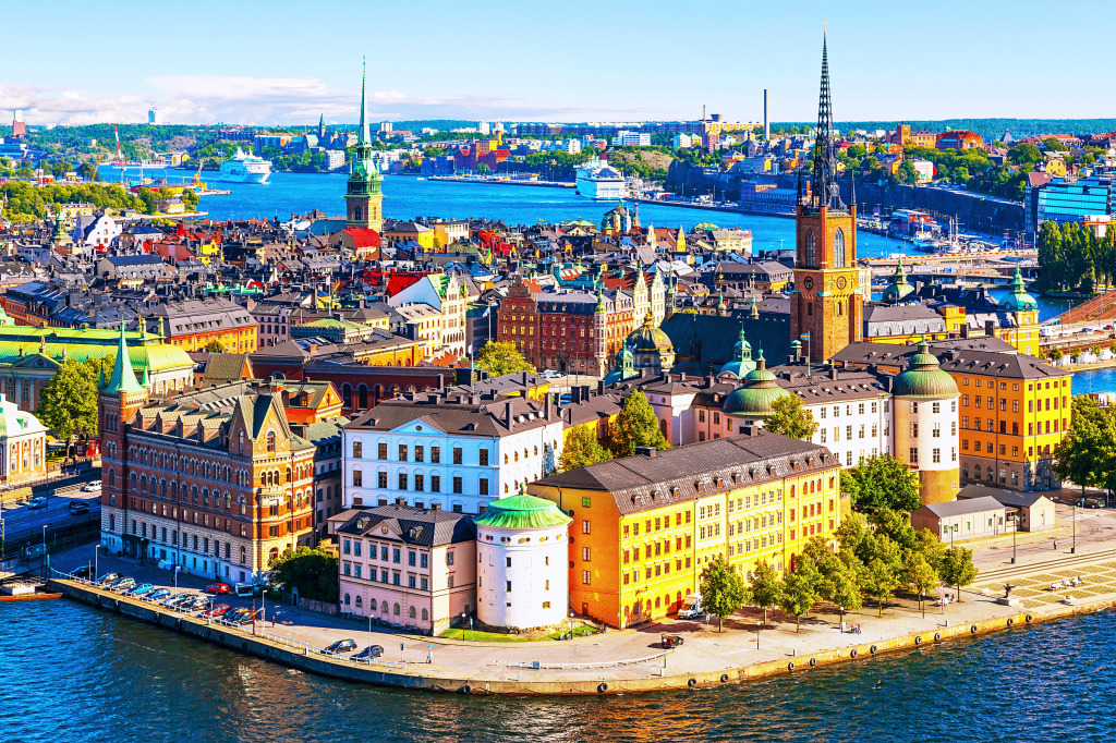 Scenic Bird's-Eye View of Stockholm, Sweden jigsaw puzzle in Great Sightings puzzles on TheJigsawPuzzles.com