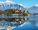 Lake Bled in Slovenia on a Frosty Winter Day