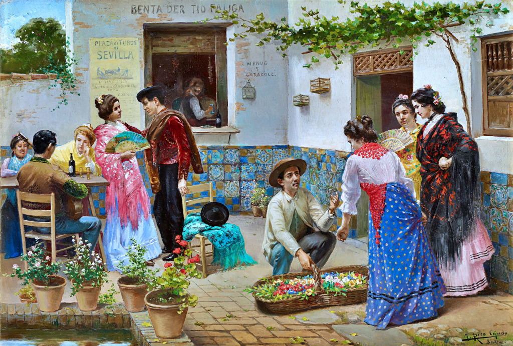 Andalusians at the Country Inn jigsaw puzzle in Piece of Art puzzles on TheJigsawPuzzles.com