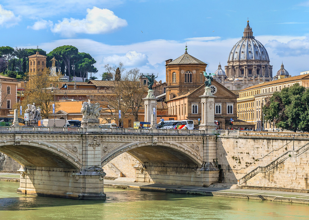 Ponte Vittorio Emanuele II Bridge, Rome, Italy jigsaw puzzle in Bridges puzzles on TheJigsawPuzzles.com