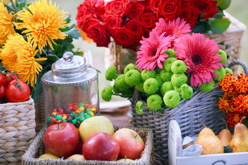 Flores e Frutas Brilhantes jigsaw puzzle in Flores puzzles on TheJigsawPuzzles.com