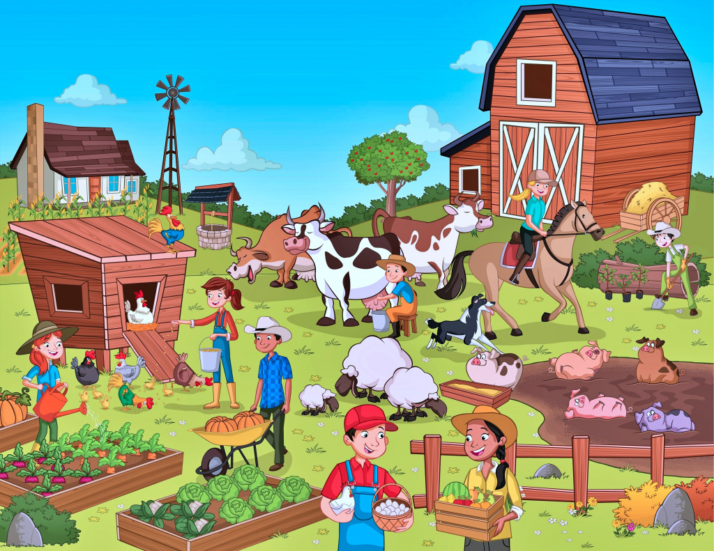Animaux de ferme de dessins animés jigsaw puzzle in Animaux puzzles on TheJigsawPuzzles.com