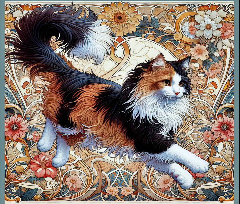 Leone the Cat im Jugendstil-Stil jigsaw puzzle in Tiere puzzles on TheJigsawPuzzles.com