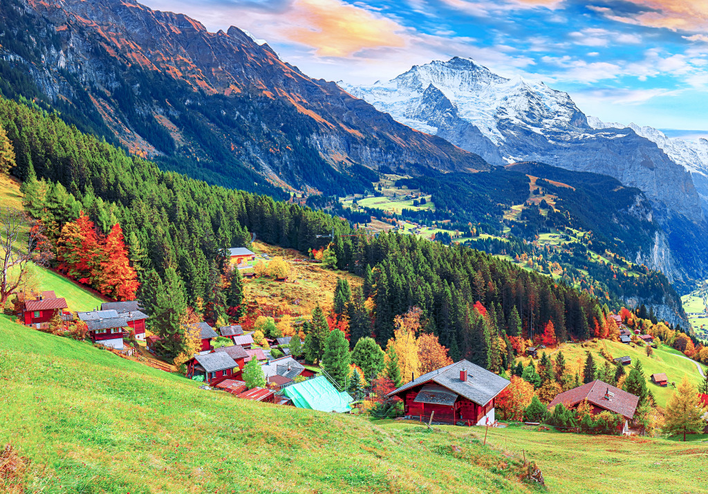 Vue de Wengen, Oberland bernois, Suisse jigsaw puzzle in Magnifiques vues puzzles on TheJigsawPuzzles.com