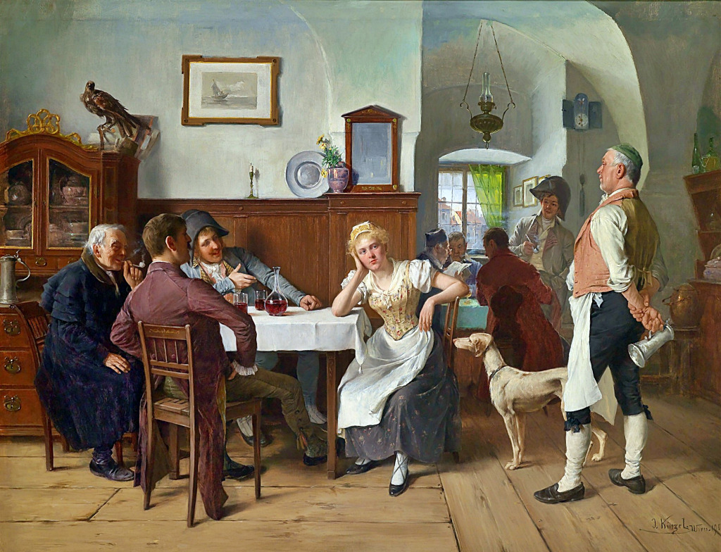 À la taverne par Josef Kinzel jigsaw puzzle in Chefs d'oeuvres puzzles on TheJigsawPuzzles.com