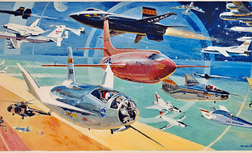 Spirit of Flight Research Mural by Robert McCall jigsaw puzzle in Aviation puzzles on TheJigsawPuzzles.com