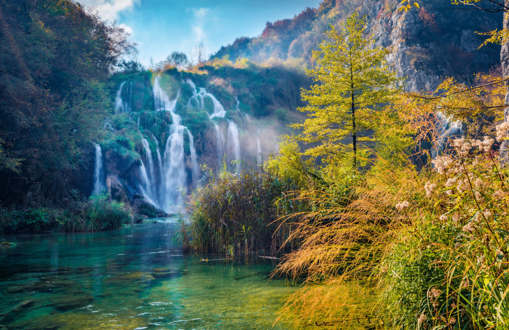 Waterfall in Plitvice National Park, Croatia jigsaw puzzle in Waterfalls puzzles on TheJigsawPuzzles.com