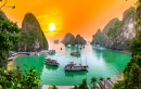 Mesmerizing Sunset in Halong Bay, Vietnam