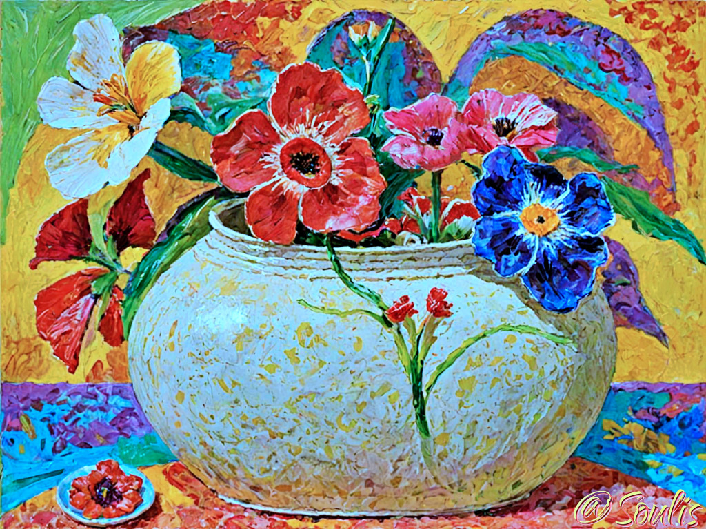 Flowers in a Large Vessel jigsaw puzzle in Flowers puzzles on TheJigsawPuzzles.com