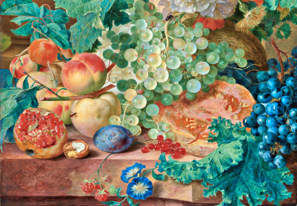 Fruits et Fleurs par Jan Van Huysum (1720) jigsaw puzzle in Fruits & Légumes puzzles on TheJigsawPuzzles.com