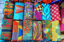Colorful Fabric at a Street Market in Kenya