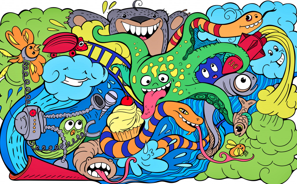 Безумные каракули морских существ jigsaw puzzle in Подводный мир puzzles on TheJigsawPuzzles.com