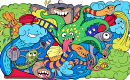 Crazy Sea Creatures Doodles