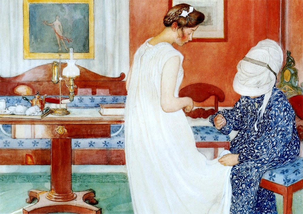 A Dama de Honor (1908) de Carl Larsson jigsaw puzzle in Obras de Arte puzzles on TheJigsawPuzzles.com