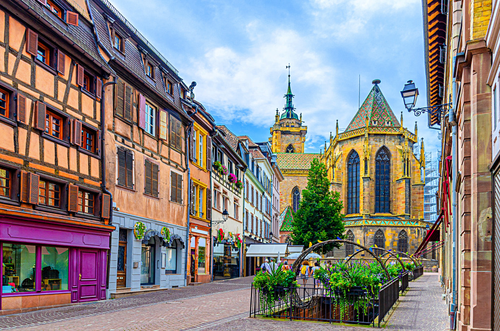 Rue de l'Église в Старом городе Кольмар, Франция jigsaw puzzle in Улицы puzzles on TheJigsawPuzzles.com