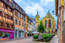 Rue de l'Église in the Old Town of Colmar, France