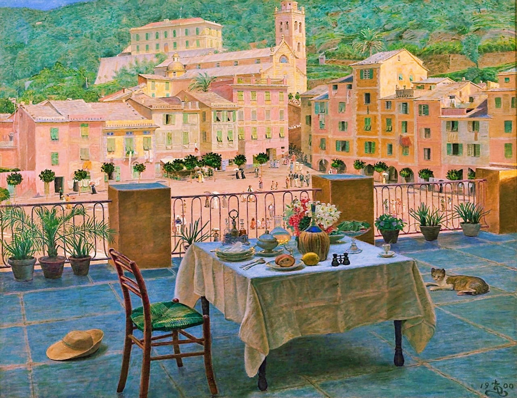 Mein Frühstückstisch in Portofino (1900) jigsaw puzzle in Puzzle des Tages puzzles on TheJigsawPuzzles.com