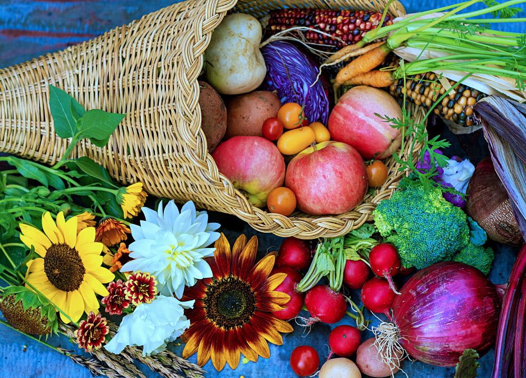 Cornucopia débordante de légumes et de fruits jigsaw puzzle in Puzzle du jour puzzles on TheJigsawPuzzles.com