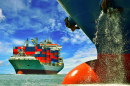 Bulbous Bow Ship and a Large Container Ship