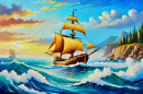 Ship, Sea and Waves