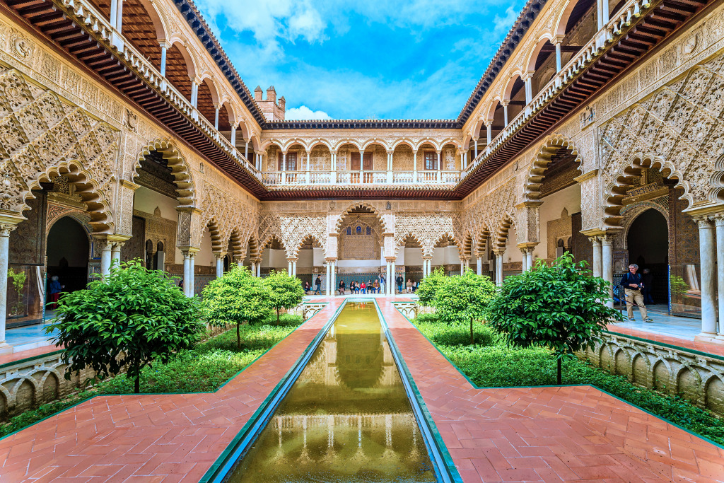 Königliches Alcazar von Sevilla, Andalusien, Spanien jigsaw puzzle in Schlösser puzzles on TheJigsawPuzzles.com
