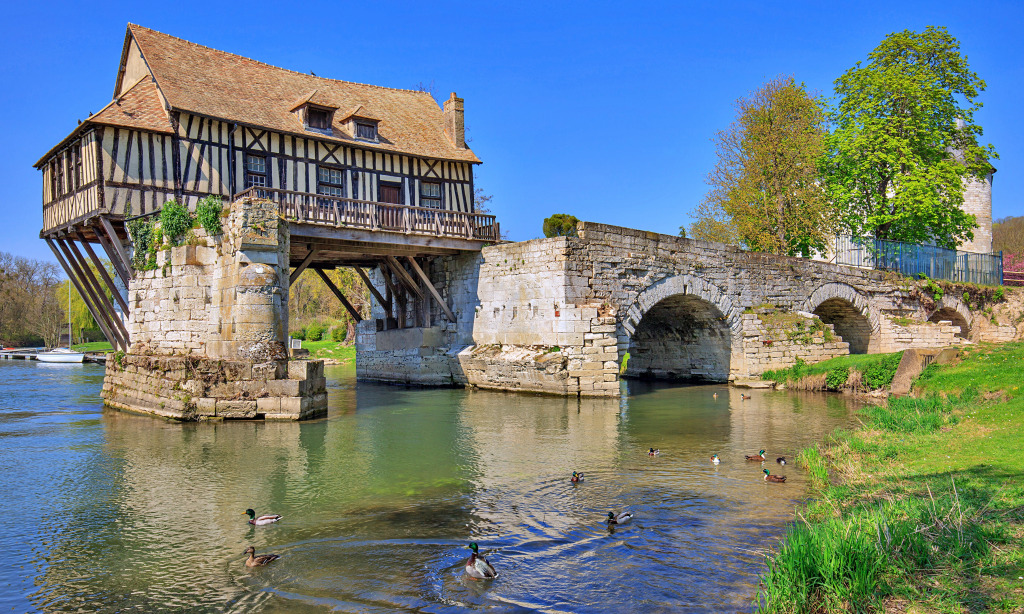 Vieux Moulin sur le Pont, Vernon, Normandie, France jigsaw puzzle in Ponts puzzles on TheJigsawPuzzles.com