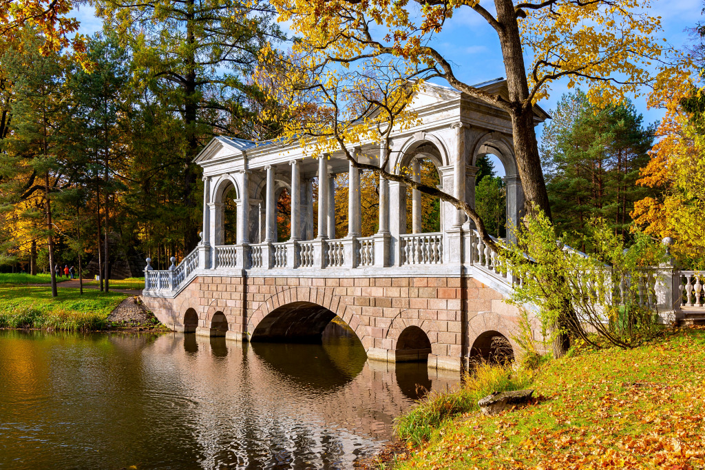 Marble Bridge in Catherine Park, Tsarskoe Selo jigsaw puzzle in Bridges puzzles on TheJigsawPuzzles.com