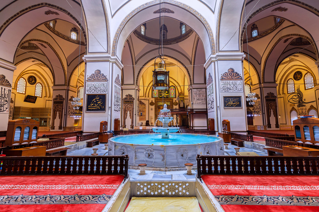 Interior of the Great Mosque in Bursa, Turkey jigsaw puzzle in Puzzle of the Day puzzles on TheJigsawPuzzles.com