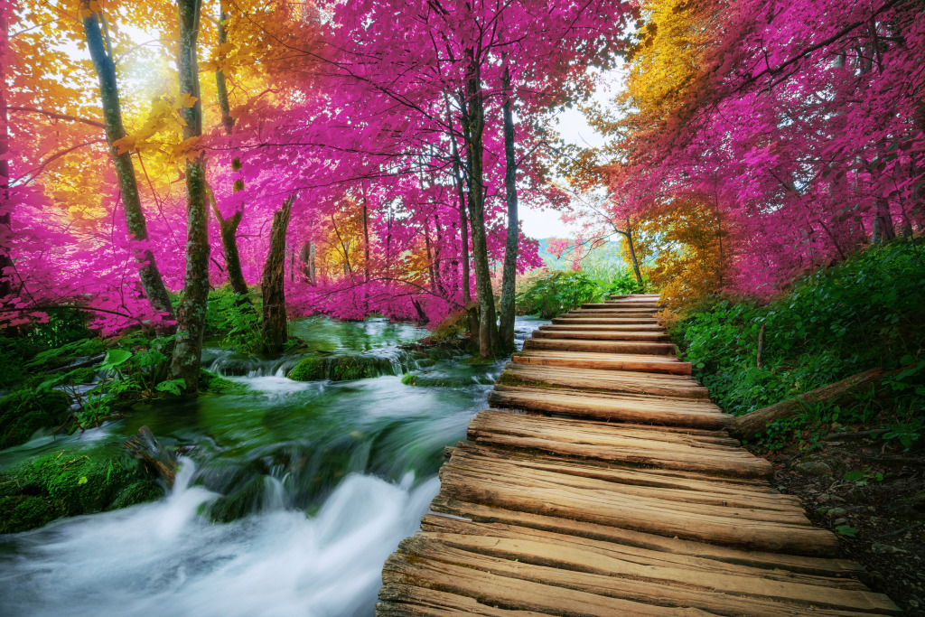 Waterfall Landscape in Plitvice Lakes NP, Croatia jigsaw puzzle in Waterfalls puzzles on TheJigsawPuzzles.com
