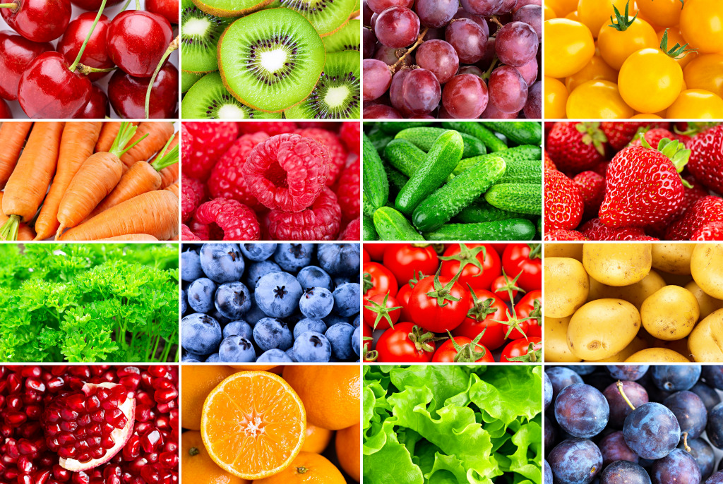 Bunte Gemüse und Beeren jigsaw puzzle in Obst & Gemüse puzzles on TheJigsawPuzzles.com