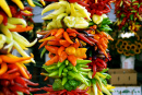 Colorful Chili Peppers at a Farmers Market