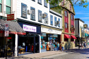 Historic Thames Street in Newport, RI, USA