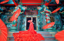 Asian Lady in Red Dress
