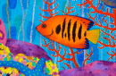 Flame Angelfish Acrylic Painting