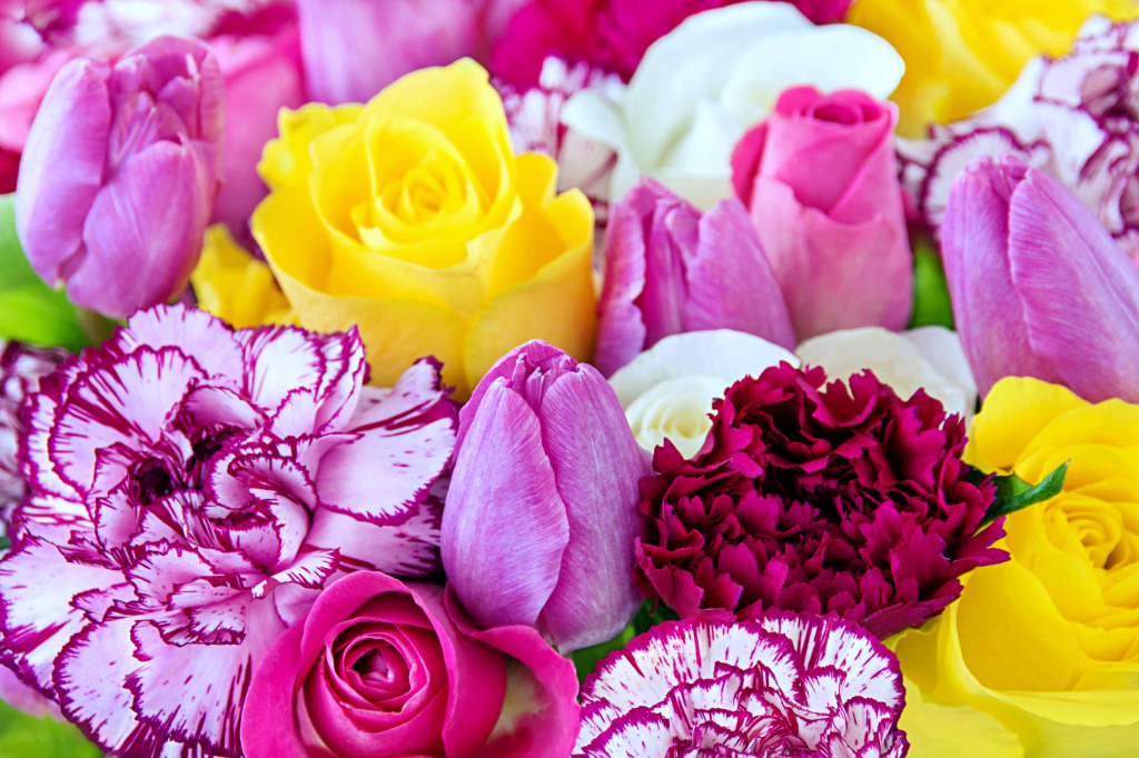 Buquê de Primavera de Tulipas e Rosas jigsaw puzzle in Flores puzzles on TheJigsawPuzzles.com