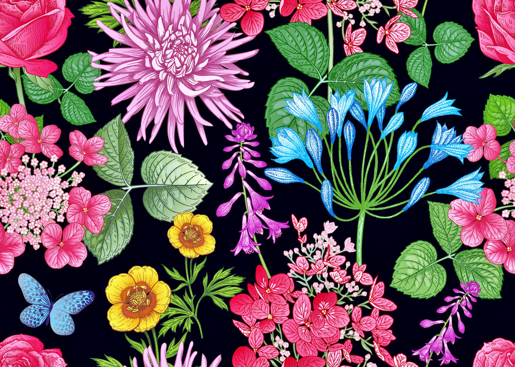Vintage Floral Seamless Pattern jigsaw puzzle in Flowers puzzles on ...
